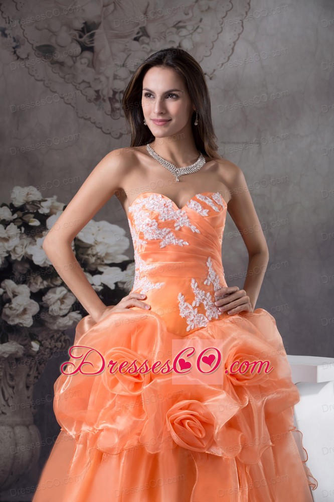 Hand Made Flowers With Appliques A-line Prom dress