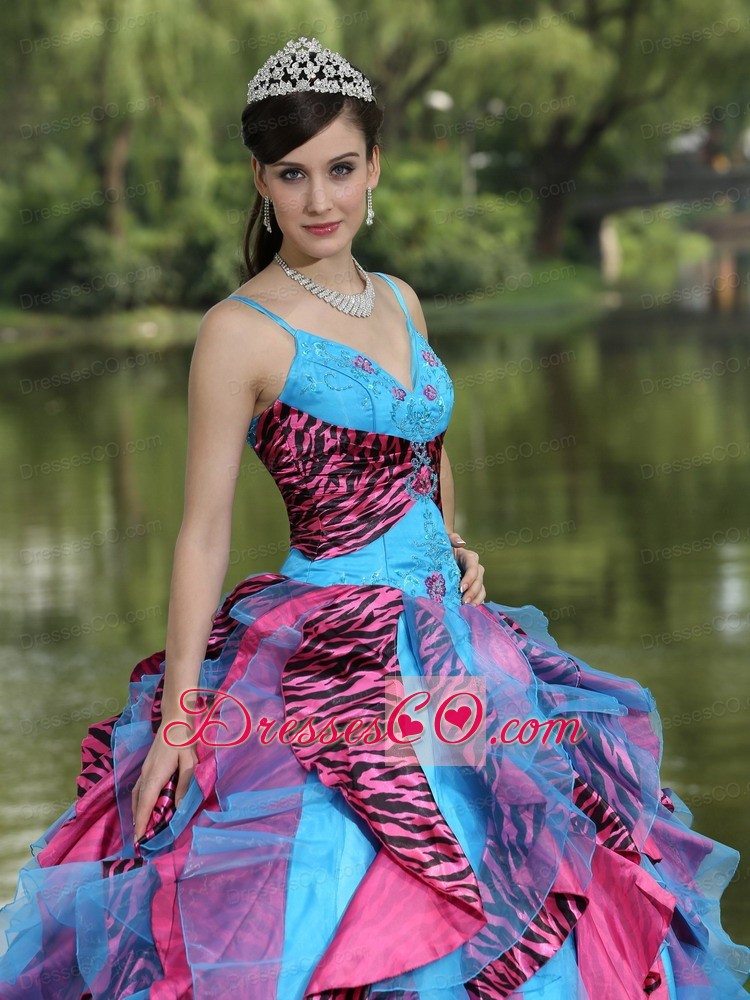 Organza Straps Beading For Colorful Quinceanera Dress