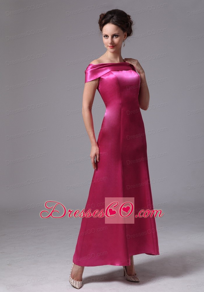 Hot Pink Off The Shoulder Ankle-length Mother Of The Bride Dress For Custom Made