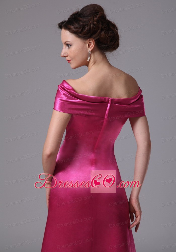 Hot Pink Off The Shoulder Ankle-length Mother Of The Bride Dress For Custom Made
