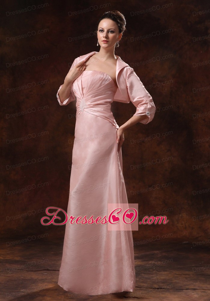 Baby Pink Ruching and Appliques Mother Of The Bride Dress With Jacket For Custom Made