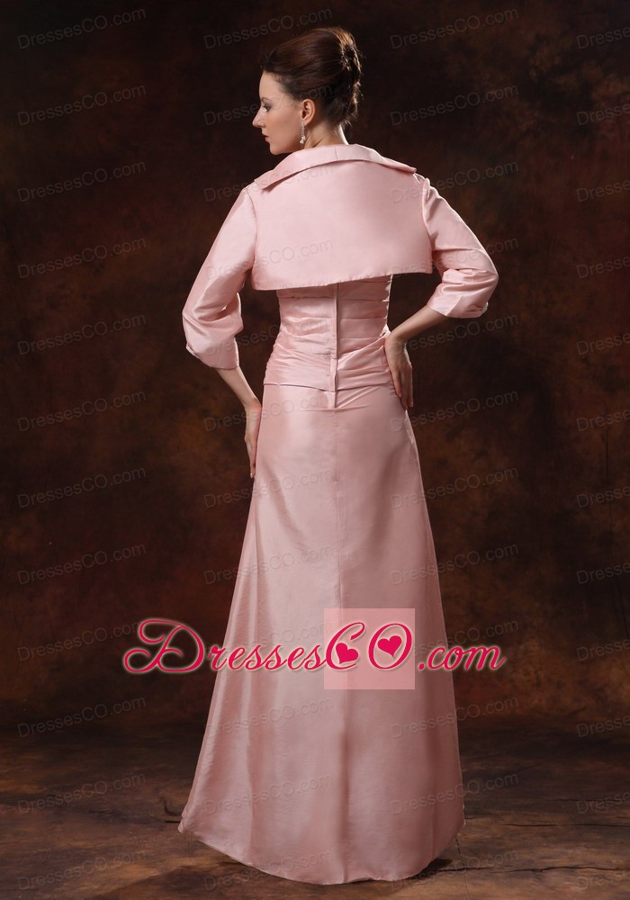 Baby Pink Ruching and Appliques Mother Of The Bride Dress With Jacket For Custom Made