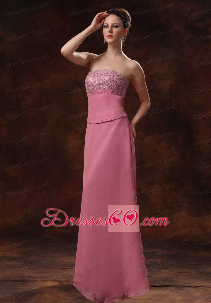 Pink Appliques Decorate Bust Chiffon Mother Of The Bride Dress With Coat For Custom Made