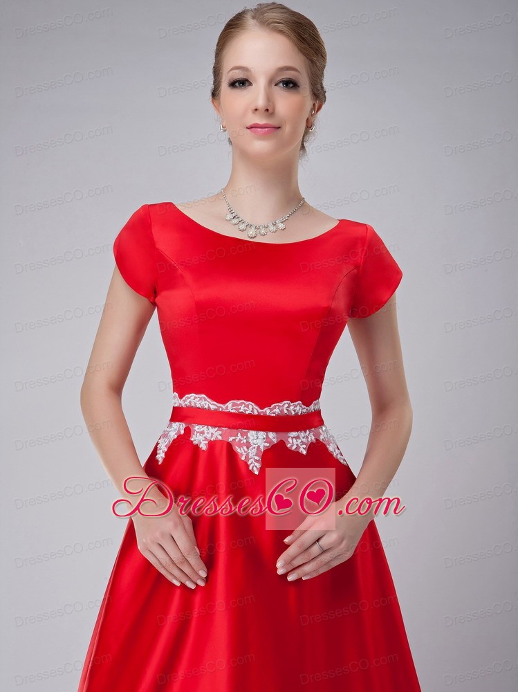 Red A-line Scoop Long Taffeta Appliques Mother Of The Bride Dress