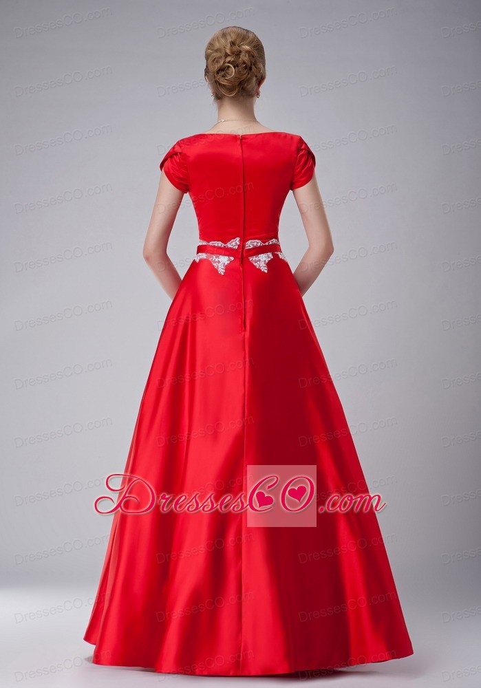 Red A-line Scoop Long Taffeta Appliques Mother Of The Bride Dress